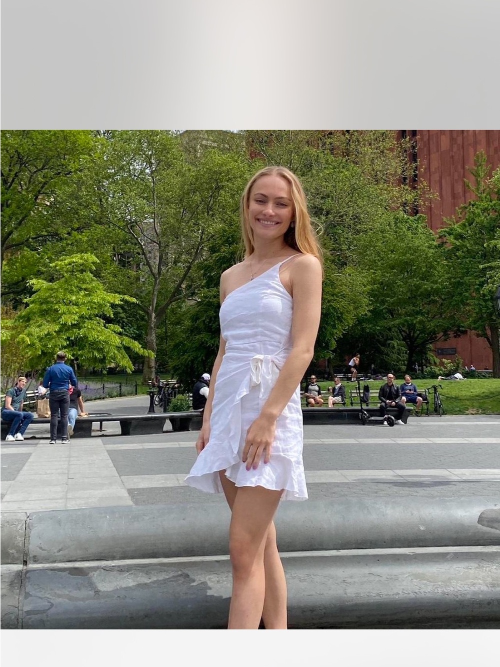 White One-Shoulder Ruffle Mini Dress - Picture 4 of 5